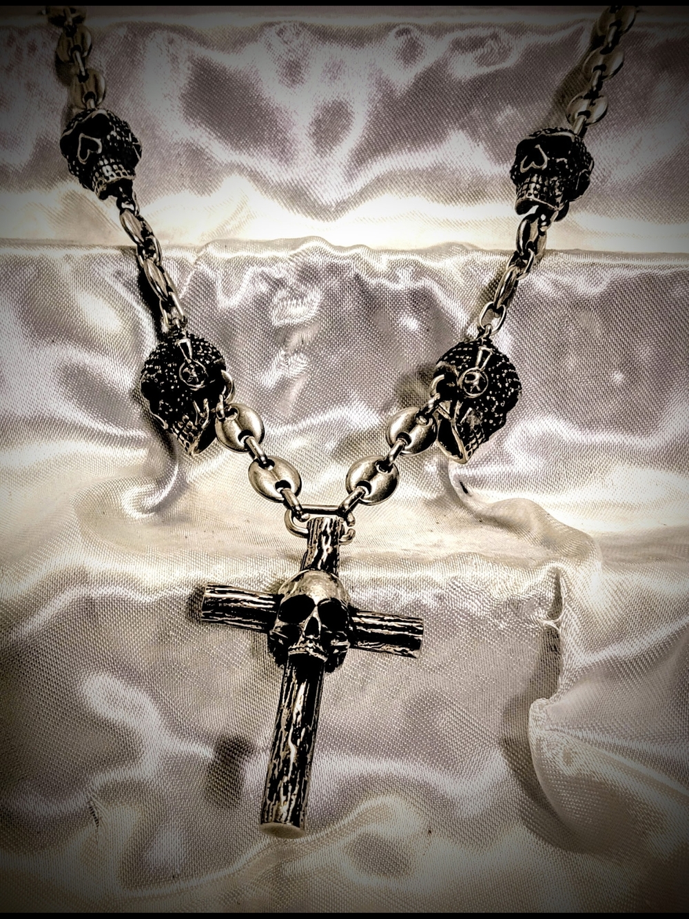 Men's Silver Skull Cross Pendant Necklace - Unbranded- GOLGATHA